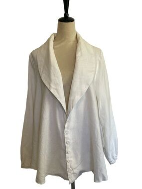 White Draped Button Front Lightweight Jacket